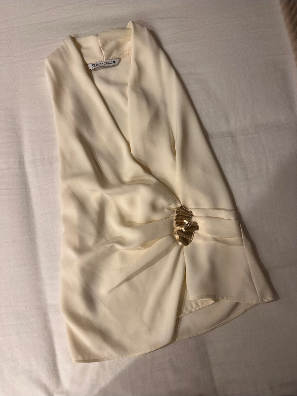 ZARA Cream Blouse V-neck